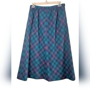 Plaid A-Line Skirt in Blue and Purple